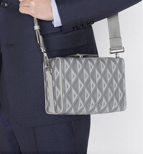 dior canvas and calfskin|Saddle Bag Dior Gray CD Diamond Canvas and Smooth Calfskin .